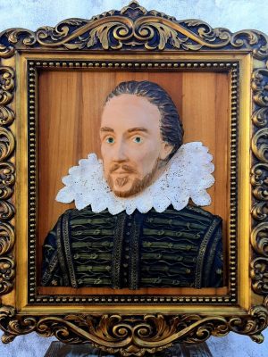 William Shakespeare Esculpido em Madeira