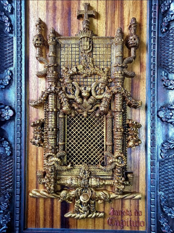 Quadro Janela do Convento de Cristo esculpida em madeira