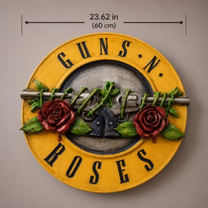 Guns N’ Roses Wall Art | Hand-Carved Wood Relief | Rock Band Home Decor | Exotic Wood Sculpture | Music Lover Gift | Custom Sizes.